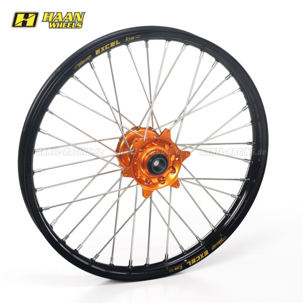 Haan Wheels Front KTM 03-.. 21-1,60 Black Rim-Orang Hub