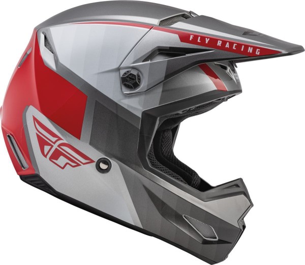 Youth Fly Helmet ECE Kinetic Drift Charcoal-Grey-Red