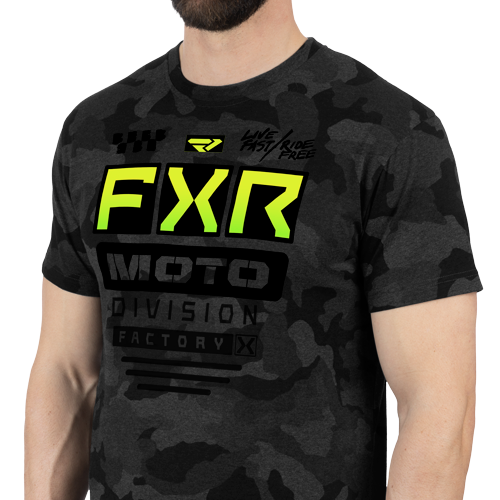 FXR Herren Gladiator Premium T-Shirt Grey Camo / Glow Stick